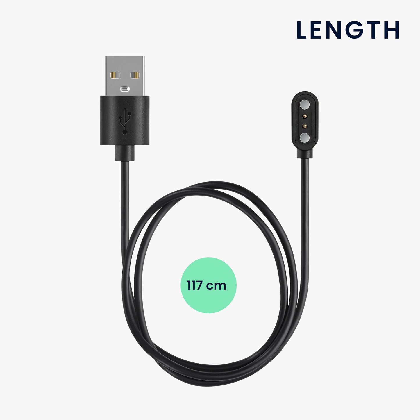 kwmobile USB Cable Charger compatible with Ticwatch GTH / Oppo Watch Free Charging Cable Smartwatch Replacement Cable Fitness Tracker Charging Cable