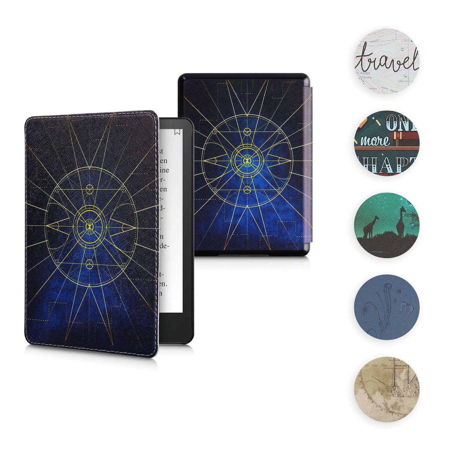 kwmobile Klapphülle kompatibel mit Amazon Kindle Paperwhite 11. Generation 2021 Hülle - Flipcase für Kindle Paperwhite Hülle mit Handschlaufe - Blaue Blumen Blau  [dsg35]
