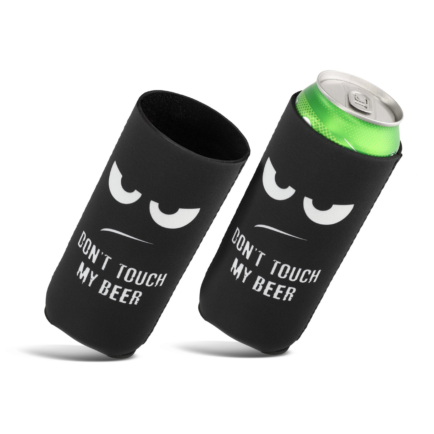 kwmobile 2x 500ml Can Dosenkühler - für Bierdosen und andere Getränkedosen - - Don't touch my beer Weiß Schwarz Weiß  [dsg01]