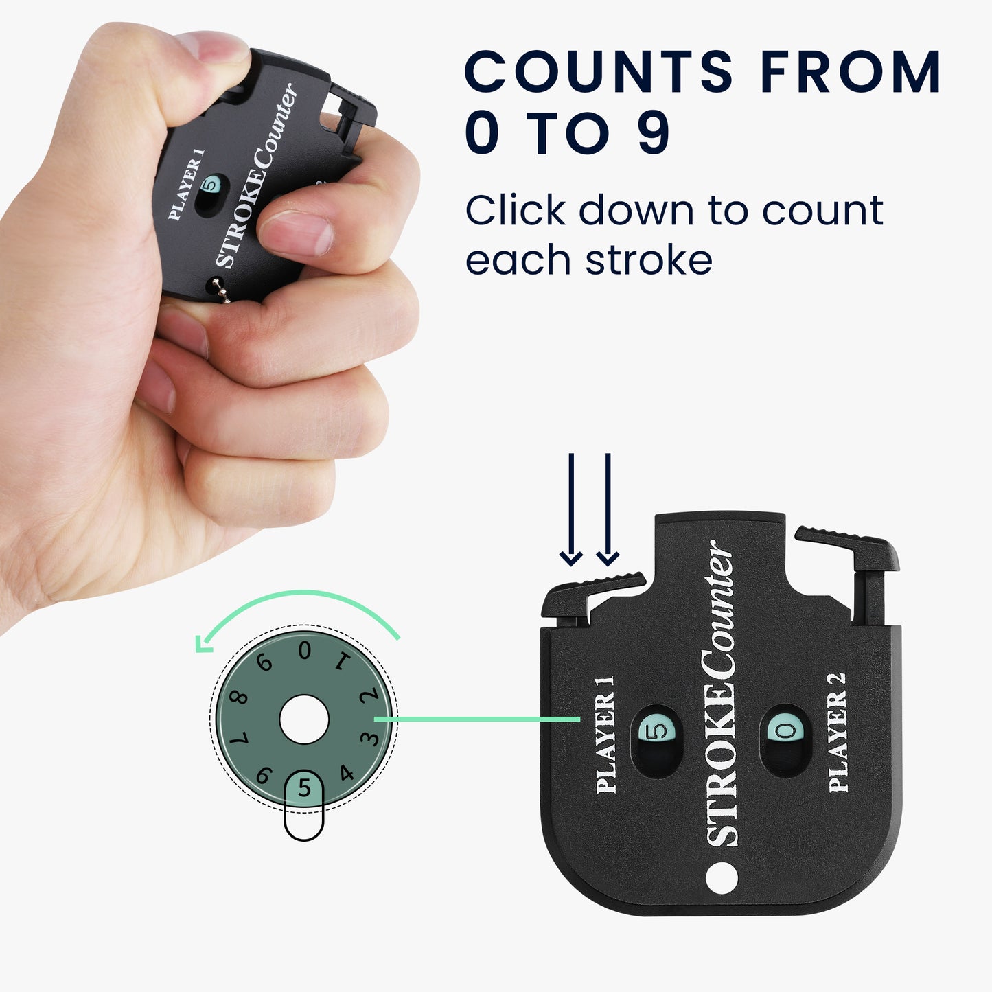 kwmobile Golf Shot Counter Mini Golf Score Counter for 2 Players Score Tracker from 0 to 9 Score Counter with Ball Chain