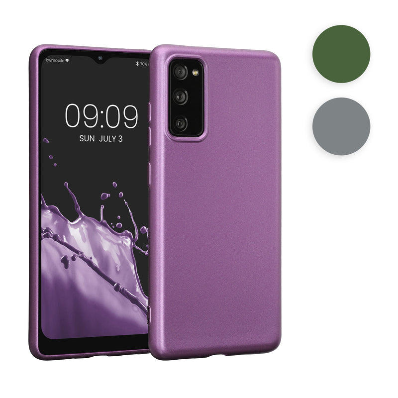 kwmobile Handyhülle kompatibel mit Samsung Galaxy S20 FE - Silikon Case - Soft Hülle - Handy Cover in Metallic Grau Metallic Grau  