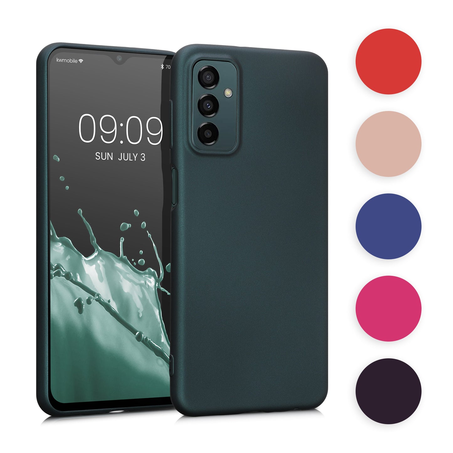 kwmobile Case kompatibel mit Samsung Galaxy M23 5G Hülle - Schutzhülle aus Silikon metallisch schimmernd - Handyhülle Metallic Blau Metallic Blau  