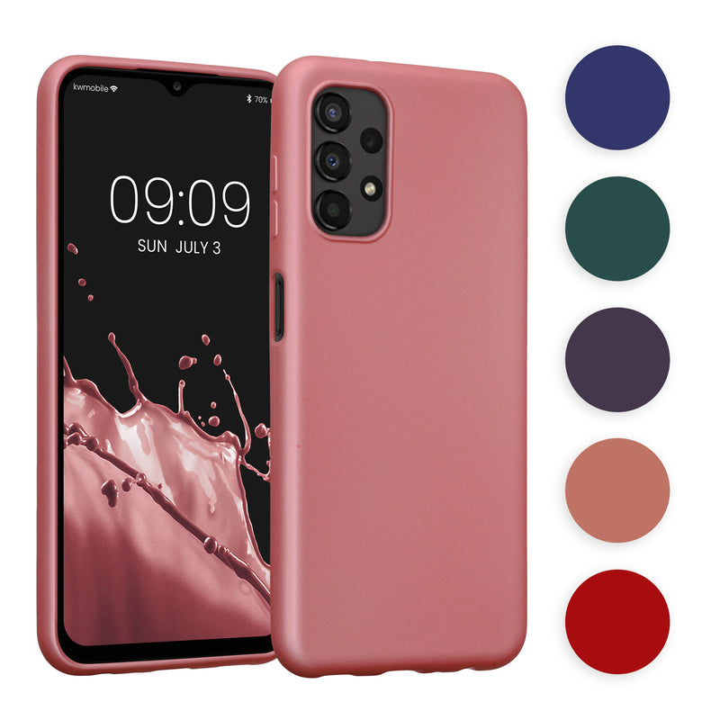 kwmobile Case kompatibel mit Samsung Galaxy A13 4G Hülle - Schutzhülle aus Silikon metallisch schimmernd - Handyhülle Metallic Türkis Metallic Türkis  