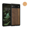 kwmobile Hülle kompatibel mit Google Pixel 6a Hülle - Holz Case - stoßfestes Handy Cover - TPU Handyhülle in Vintage Braun Braun Akazienholz Vintage Braun  