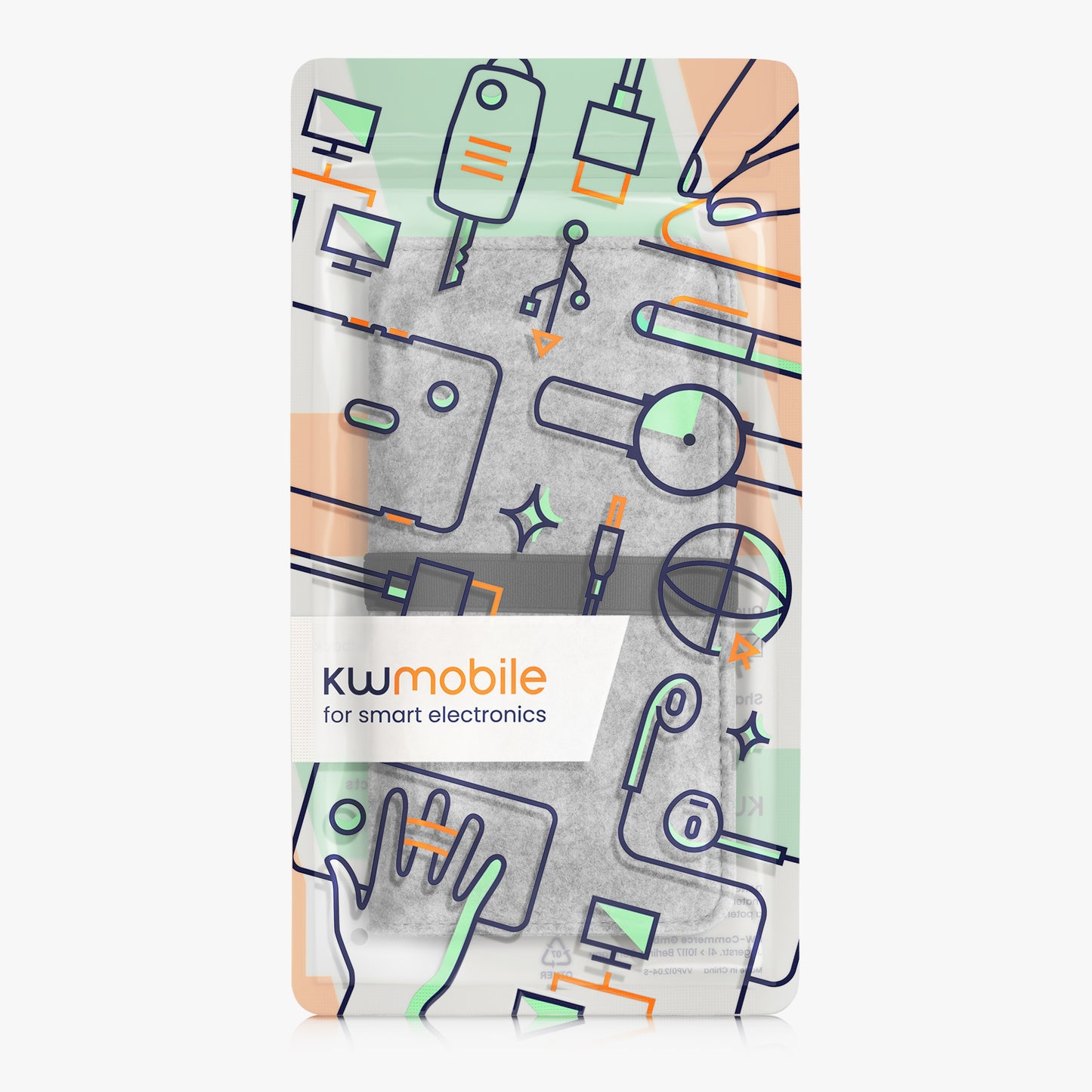 kwmobile Smartphone Pouch with Elastic Band Protective Bag 17.2 x 8 cm Internal Dimensions