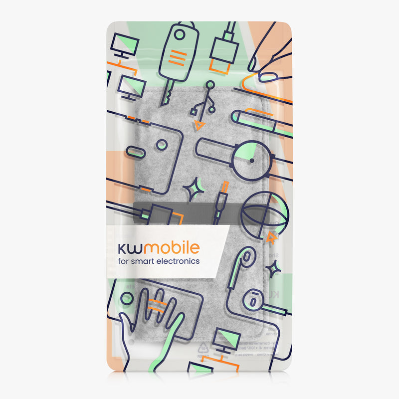 kwmobile Smartphone Pouch with Elastic Band Protective Bag 17.2 x 8 cm Internal Dimensions