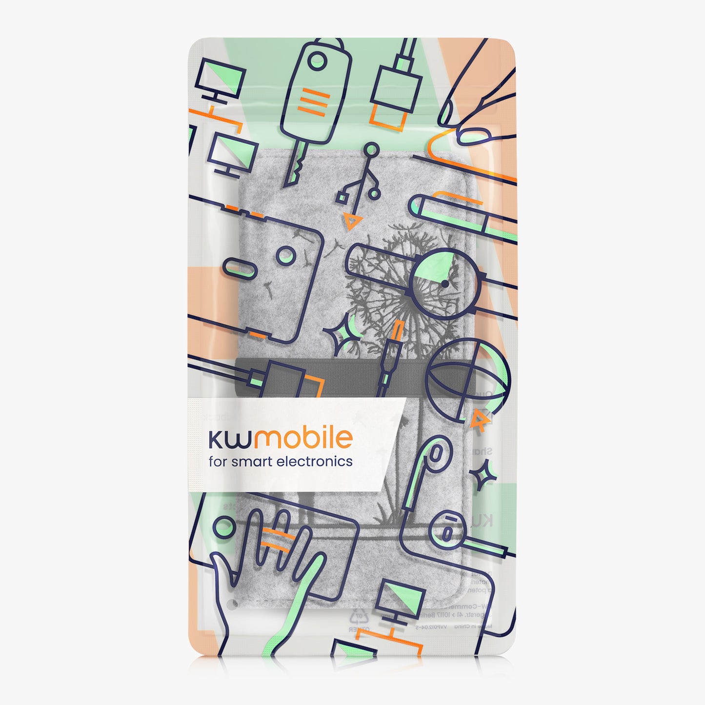 kwmobile Pouch for Smartphones with Elastic Band Protective Case Dandelion Love 17.2 x 8 cm Inner Dimensions