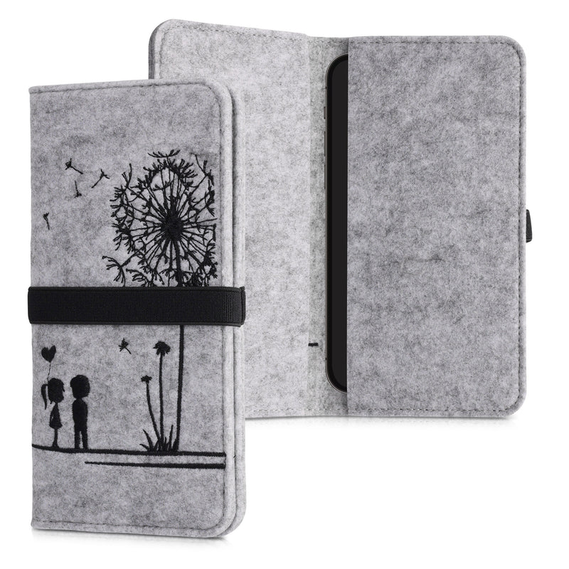 kwmobile Pouch for Smartphones with Elastic Band Protective Case Dandelion Love 17.2 x 8 cm Inner Dimensions