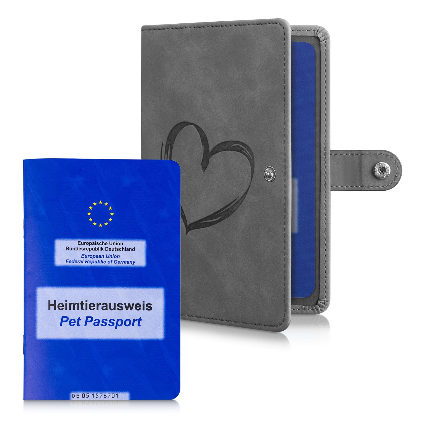 kwmobile Pet Passport Cover for Animals Protective Sleeve for EU Pet Passport Pet Vaccination Card Cover Faux Leather