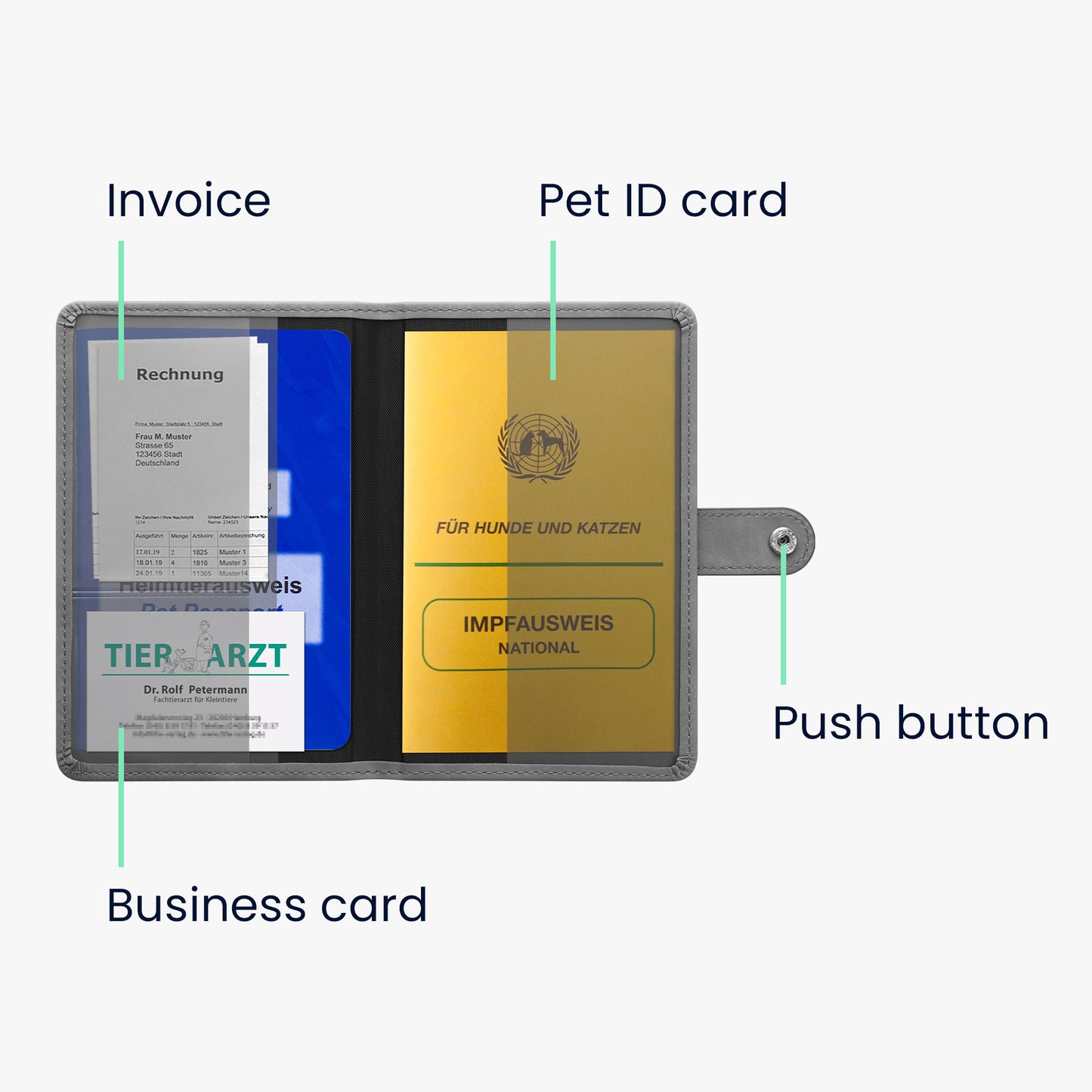 kwmobile Pet Passport Cover for Animals Protective Sleeve for EU Pet Passport Pet Vaccination Card Cover Faux Leather