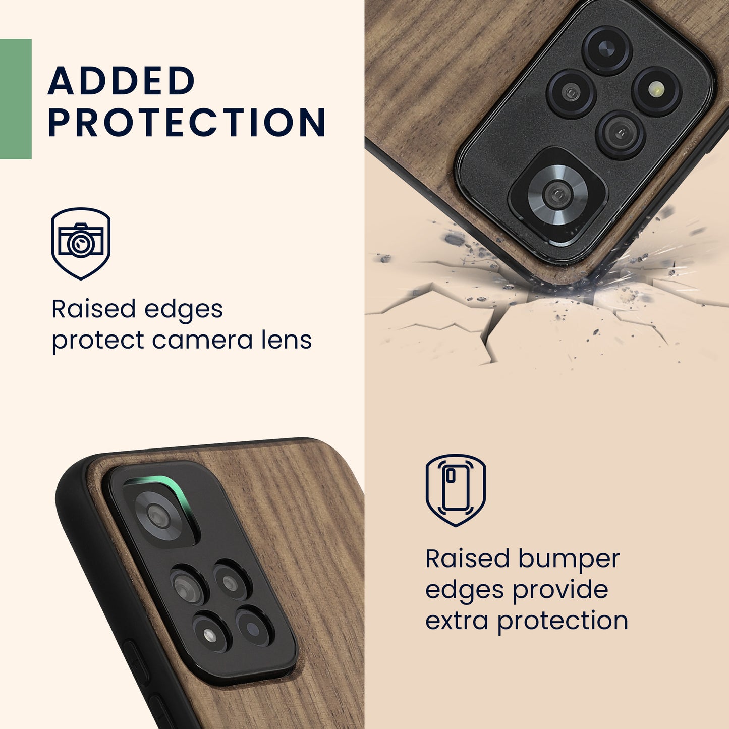 Wooden Hard Case with TPU Bumper for Xiaomi Redmi Note 11 Pro+ 5G / Note 11 Pro Plus 5G Wood Japanese Wave