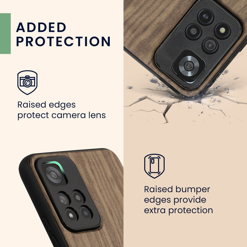 Wooden Hard Case with TPU Bumper for Xiaomi Redmi Note 11 Pro+ 5G / Note 11 Pro Plus 5G Wood Japanese Wave