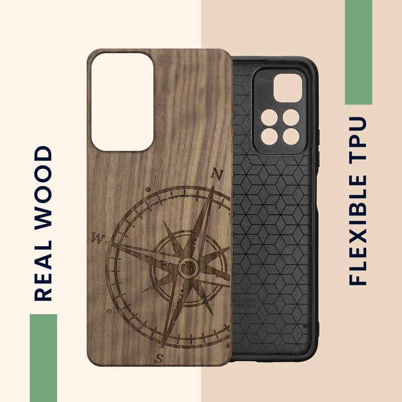 Wooden Hard Case with TPU Bumper for Xiaomi Redmi Note 11 Pro+ 5G / Note 11 Pro Plus 5G Wood Japanese Wave