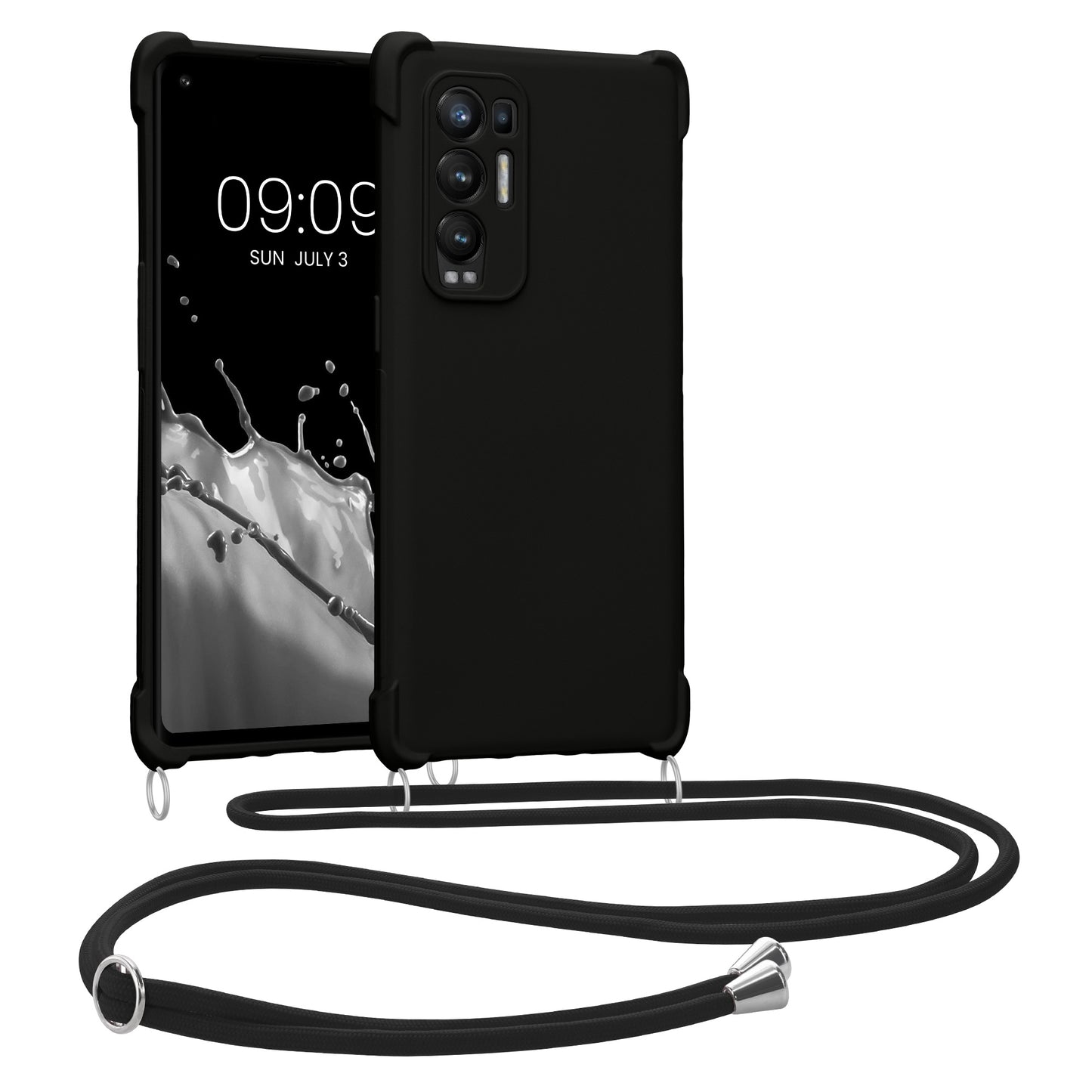 kwmobile Necklace Case compatible with Oppo Find X3 Neo - Cover with Lanyard - Silicone Protective Case