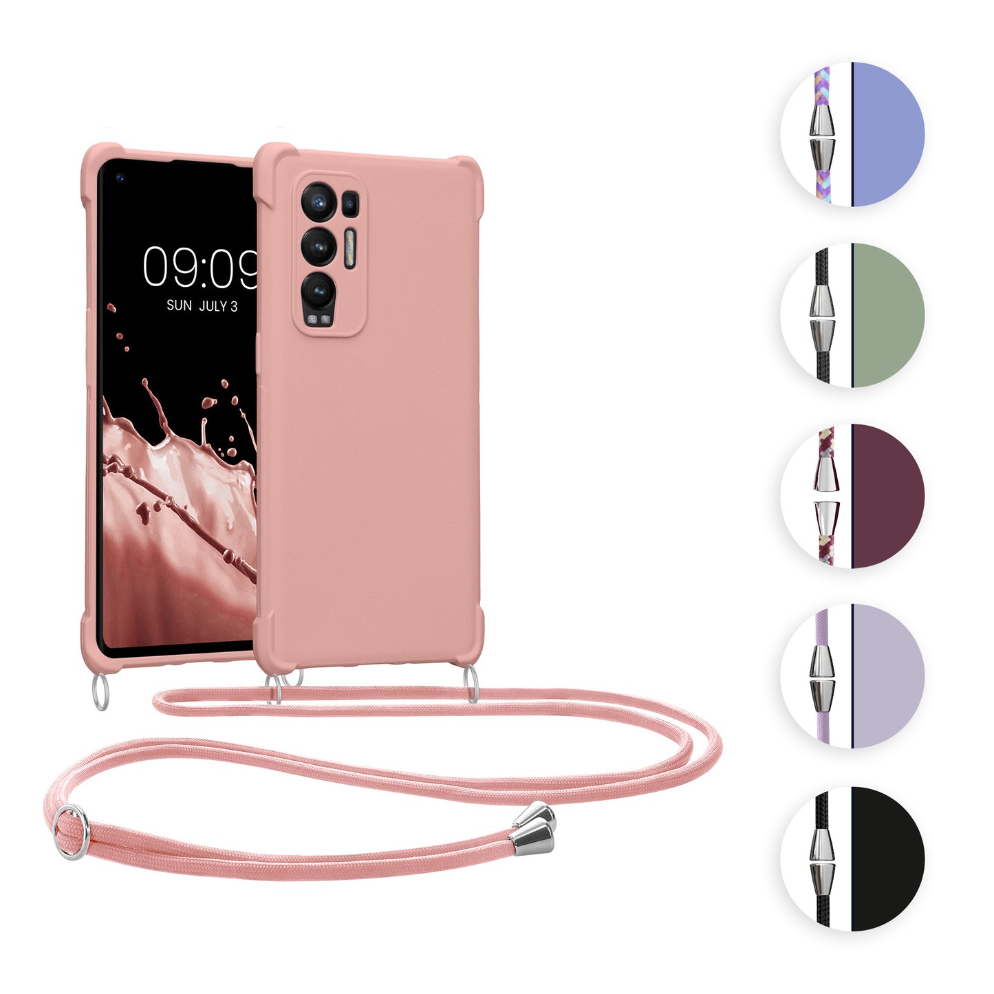 kwmobile Necklace Case kompatibel mit Oppo Find X3 Neo Hülle - Cover mit Kordel zum Umhängen - Silikon Schutzhülle Schwarz Schwarz  