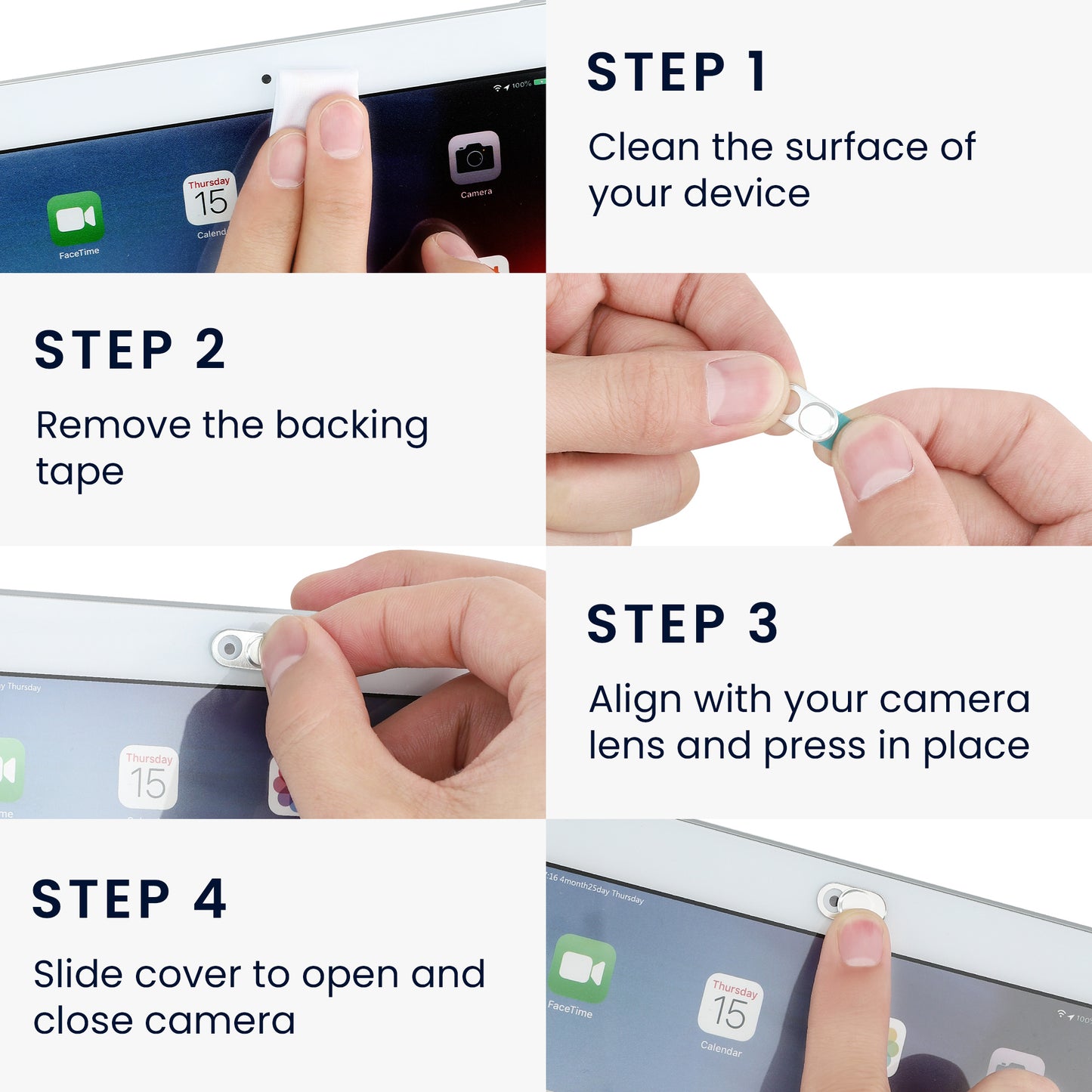 kwmobile Webcam Cover for Tablet Laptop Notebook etc. - 3x Ultra-Thin Camera Cover - Metal Protective Slider