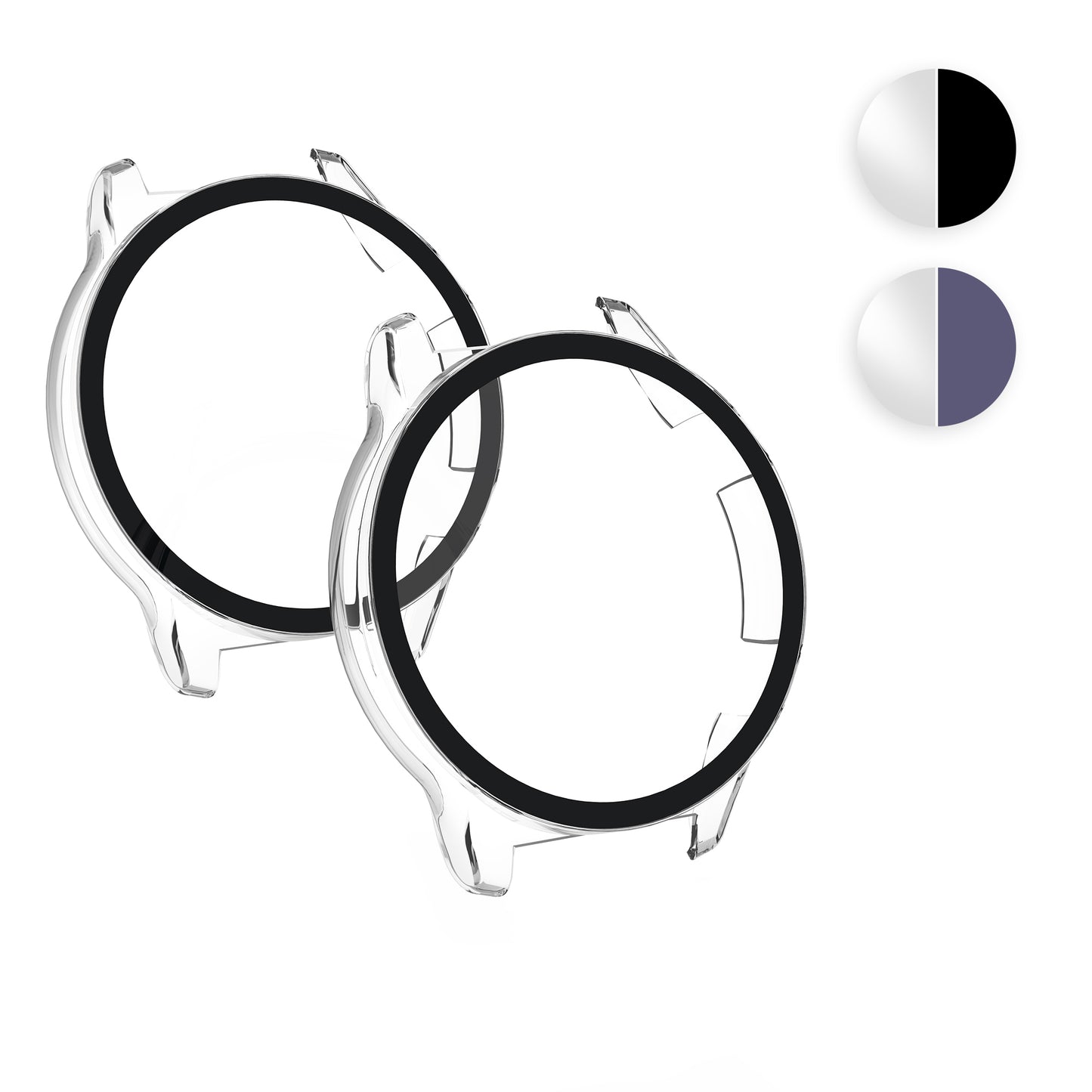 kwmobile 2x Cover kompatibel mit HONOR Watch GS 3 Hülle - Fullbody Fitnesstracker Case Set aus Glas - Schwarz Transparent Schwarz  [dsg01]