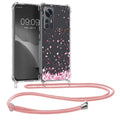 kwmobile Necklace Case compatible with Xiaomi 12 / 12X Silicone Cover with Lanyard Transparent Cherry Blossom Petals