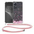 kwmobile Necklace Case compatible with Xiaomi 12 / 12X Silicone Cover with Lanyard Transparent Cherry Blossom Petals