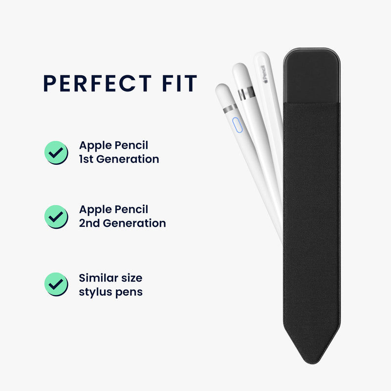 kwmobile Tablet Pen Holder compatible with Apple Pencil - Universal Holder for Digital Pens - Self-adhesive PU Leather