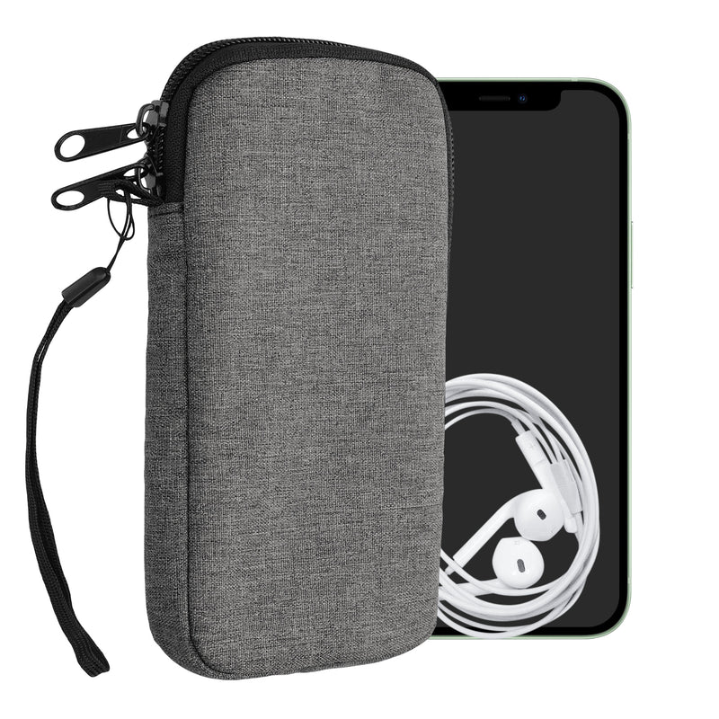 kwmobile Smartphone Pouch - Fabric Phone Case with Zipper - 16.5 x 8.9 cm Internal Dimensions