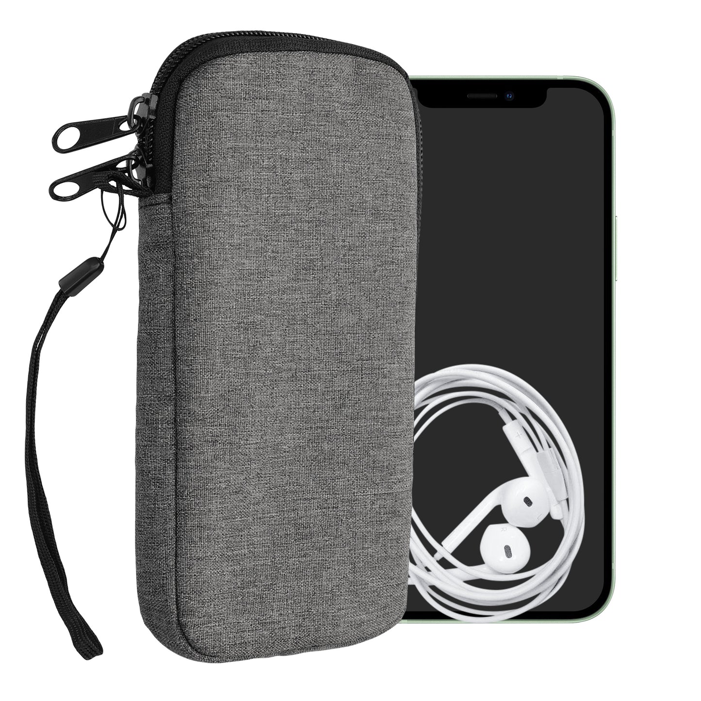 kwmobile Smartphone Pouch - Fabric Phone Case with Zipper - 16.5 x 8.9 cm Internal Dimensions