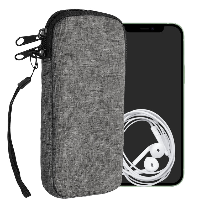 kwmobile Smartphone Pouch - Fabric Phone Case with Zipper - 16.5 x 8.9 cm Internal Dimensions