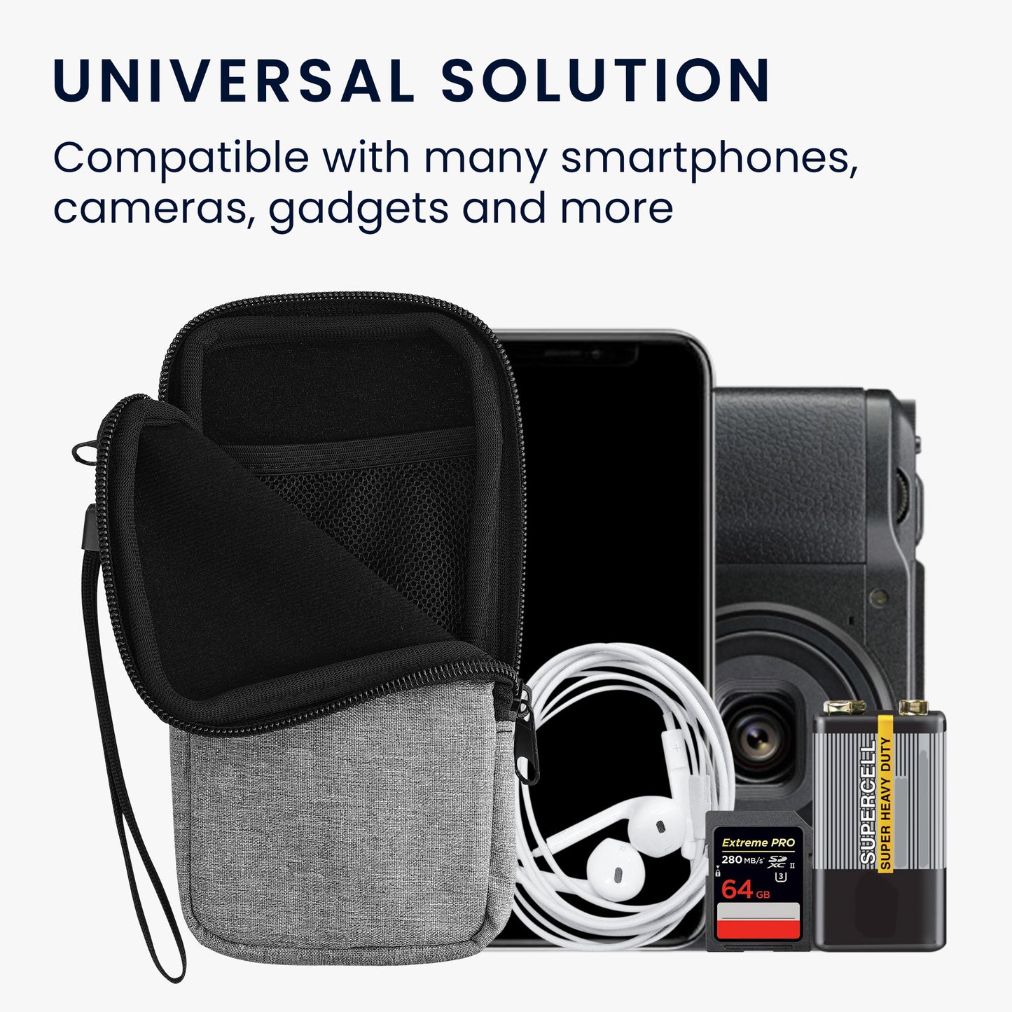 kwmobile Smartphone Pouch - Fabric Phone Case with Zipper - 16.5 x 8.9 cm Internal Dimensions
