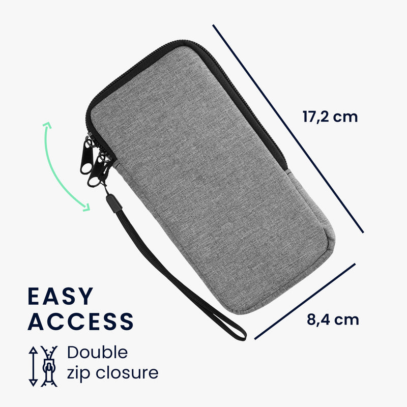 kwmobile Smartphone Pouch - Fabric Phone Case with Zipper - 16.5 x 8.9 cm Internal Dimensions