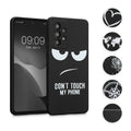 kwmobile Hülle kompatibel mit Samsung Galaxy A53 5G - Handyhülle Silikon Case - Don't touch my Phone Weiß Schwarz Weiß  [dsg02]