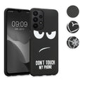 kwmobile Hülle kompatibel mit Samsung Galaxy A23 4G / 5G - Handyhülle Silikon Case - Don't touch my Phone Weiß Schwarz Weiß  [dsg01]