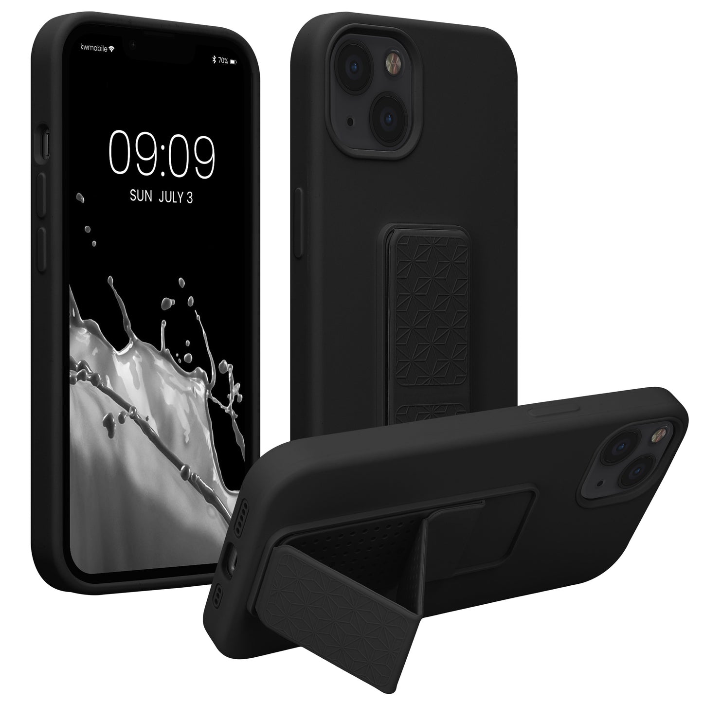 kwmobile Cell Phone Case for Apple iPhone 13 with Finger Holder and Stand Protective Cover