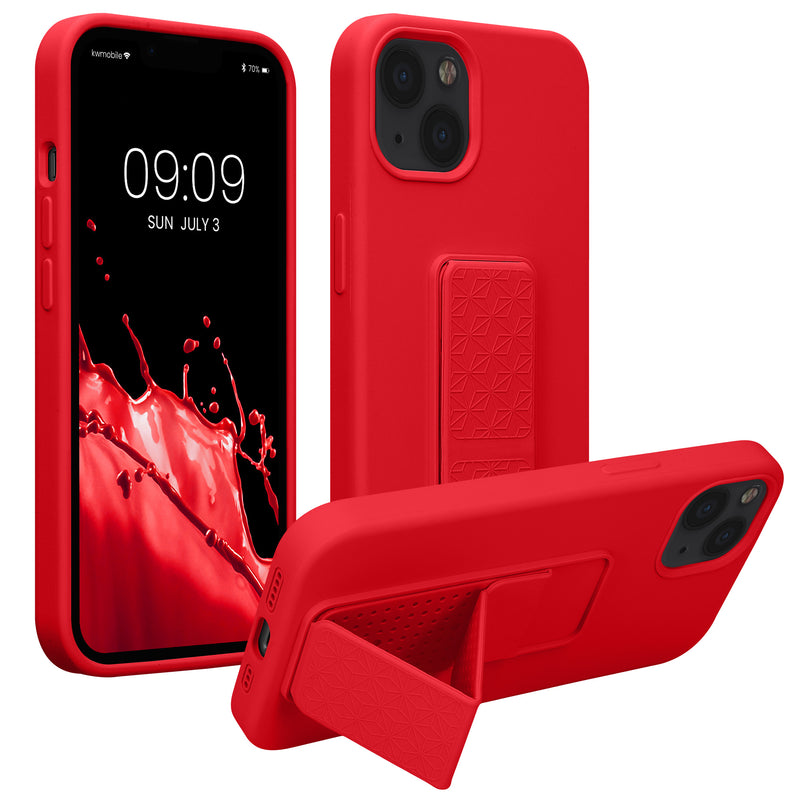 kwmobile Cell Phone Case for Apple iPhone 13 with Finger Holder and Stand Protective Cover