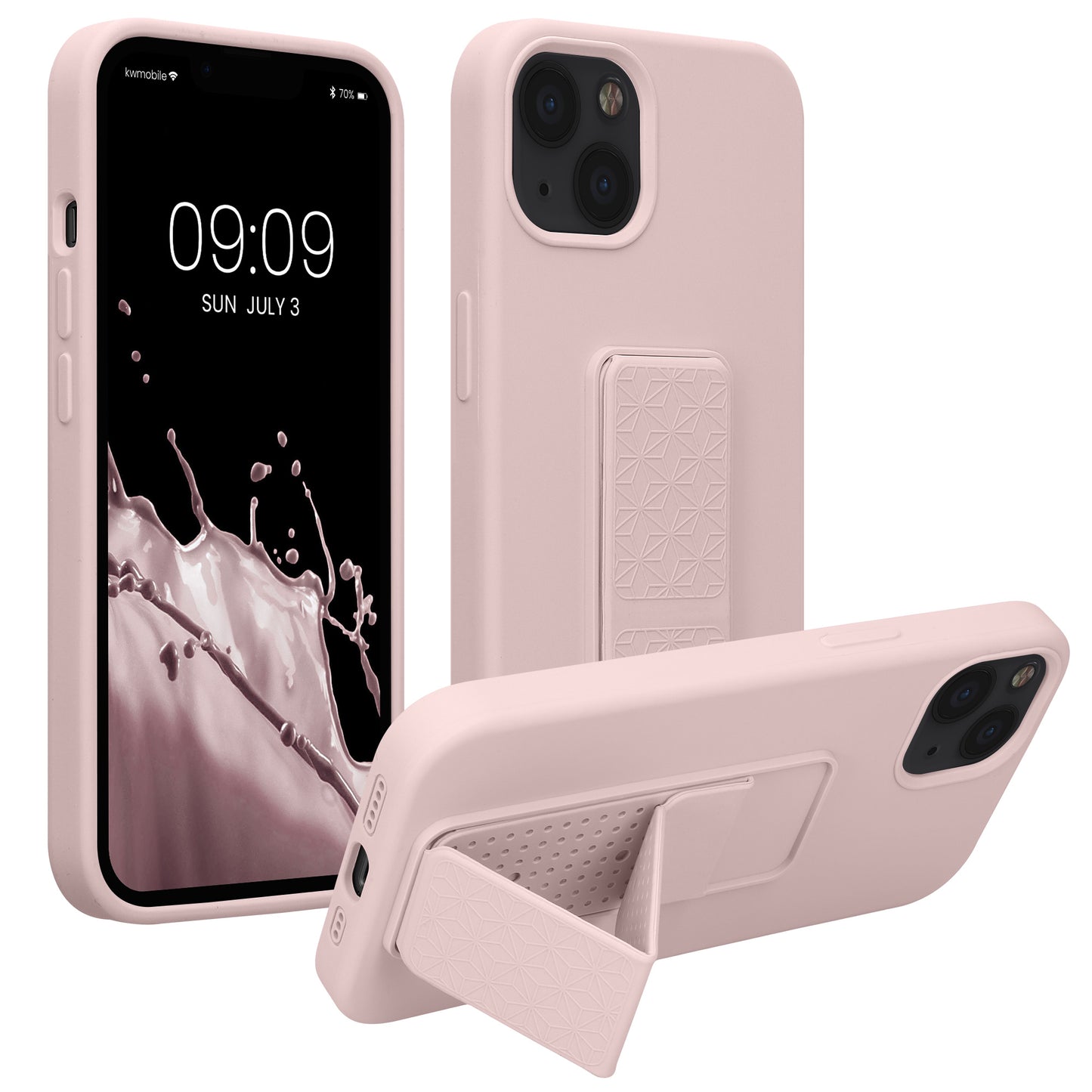 kwmobile Cell Phone Case for Apple iPhone 13 with Finger Holder and Stand Protective Cover