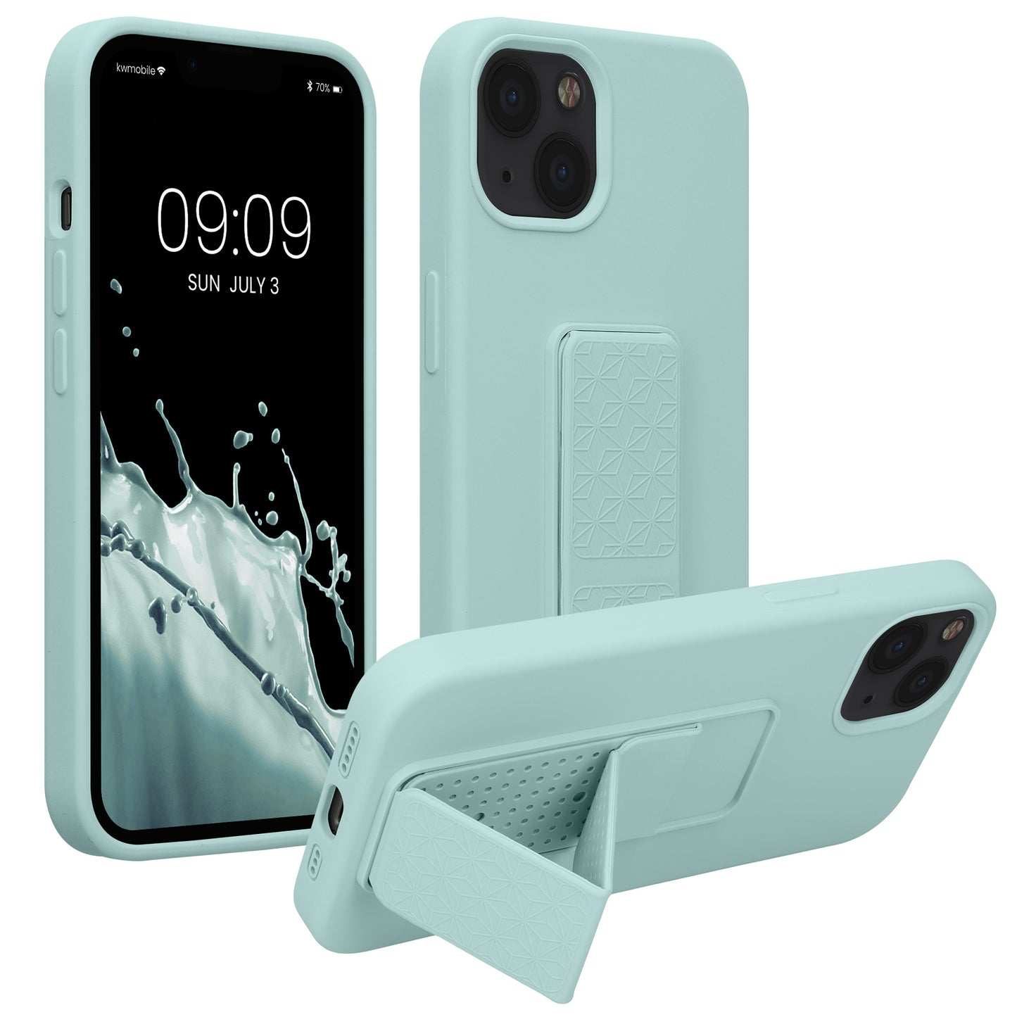 kwmobile Cell Phone Case for Apple iPhone 13 with Finger Holder and Stand Protective Cover