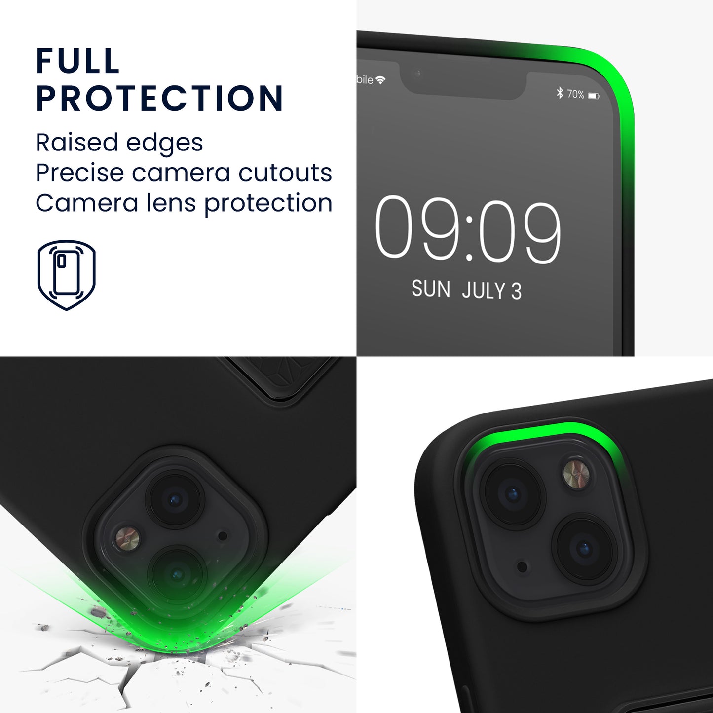 kwmobile Cell Phone Case for Apple iPhone 13 with Finger Holder and Stand Protective Cover