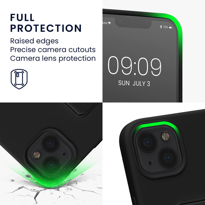 kwmobile Cell Phone Case for Apple iPhone 13 with Finger Holder and Stand Protective Cover