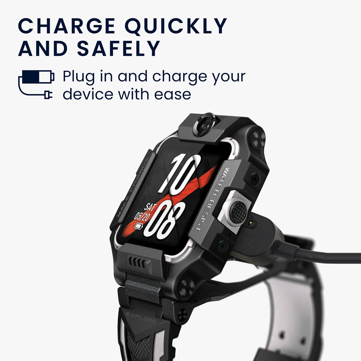 kwmobile USB Cable Charger compatible with imoo Watch Phone Z6 / Watch Phone Z1 Charging Cable - Smart Watch Replacement Cable - Fitness Tracker Charging Cable
