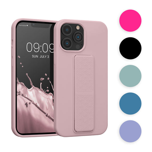 kwmobile Handyhülle kompatibel mit Apple iPhone 13 Pro Max - Hülle mit Fingerhalter und Standfunktion - Silikon Case Handy Cover in Lavendel Lavendel  