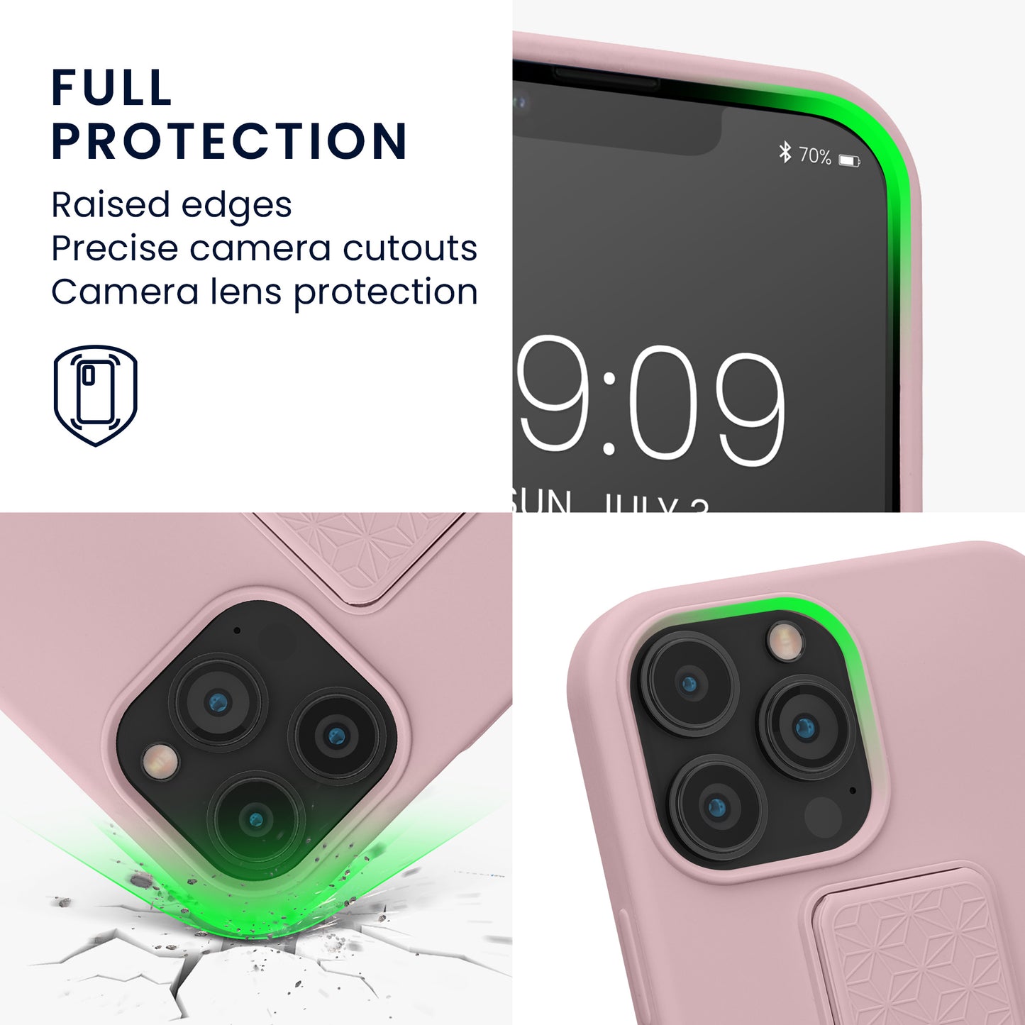 kwmobile Phone Case for Apple iPhone 13 Pro Max Cover with Finger Holder and Stand Protective Case