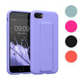 kwmobile Handyhülle kompatibel mit Apple iPhone SE (2022) / iPhone SE (2020) / iPhone 8 / iPhone 7 - Hülle mit Fingerhalter und Standfunktion - Silikon Case Handy Cover in Rhabarber Rot Rhabarber Rot  