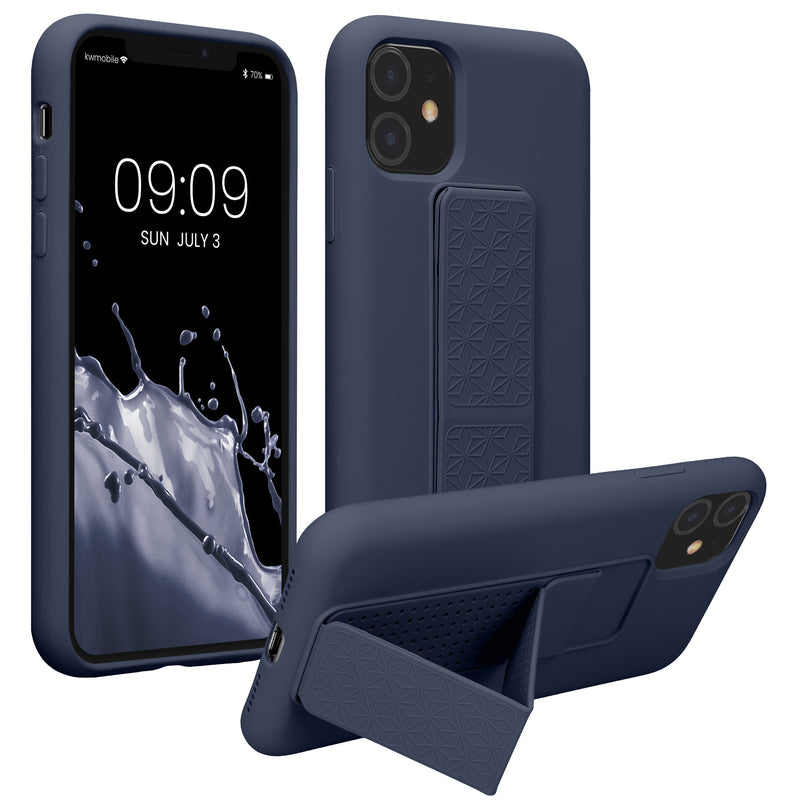 kwmobile Cell Phone Case for Apple iPhone 11 with Finger Holder and Stand Protective Cover