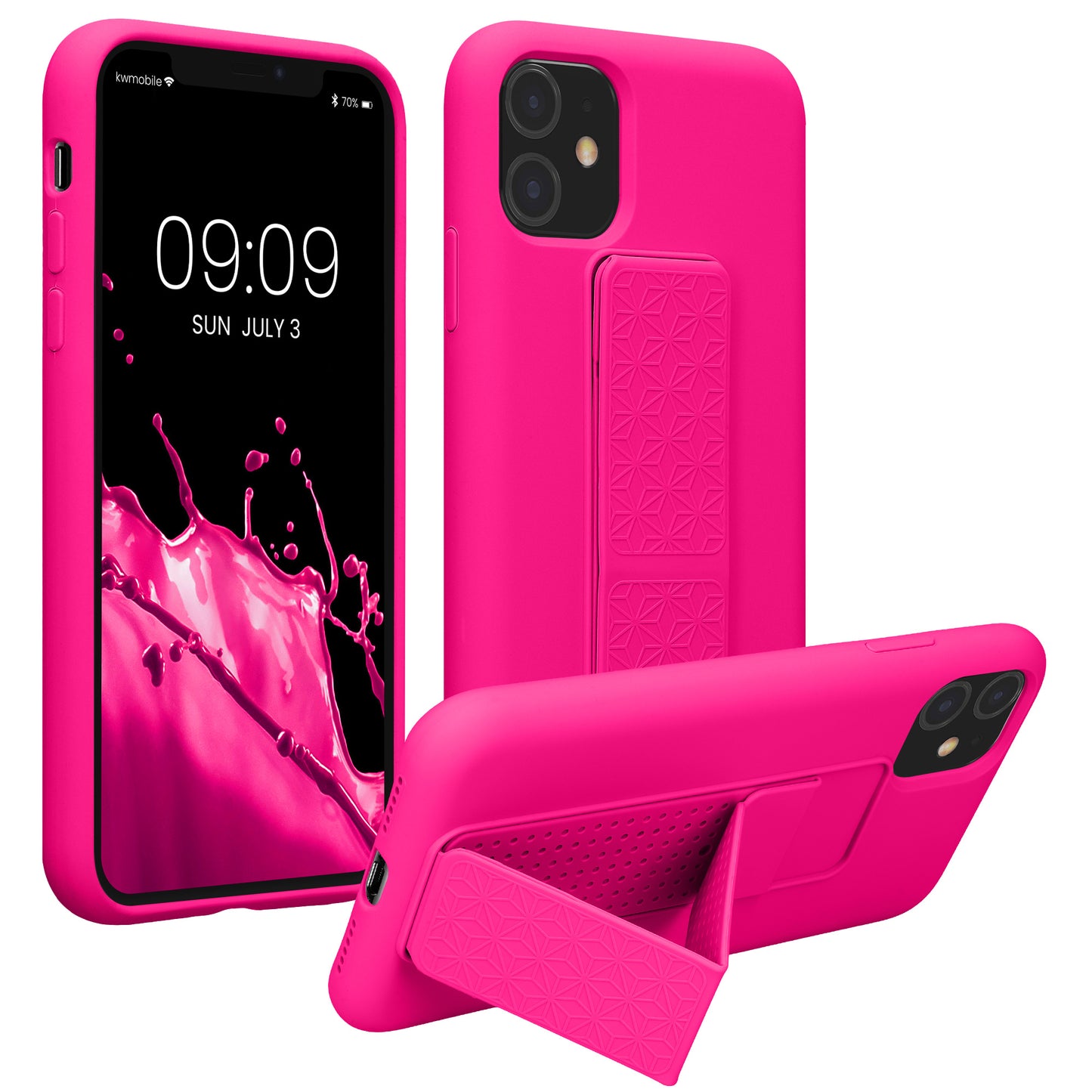 kwmobile Cell Phone Case for Apple iPhone 11 with Finger Holder and Stand Protective Cover