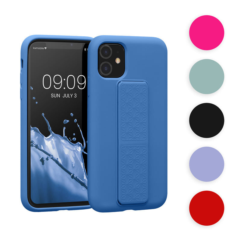 kwmobile Handyhülle kompatibel mit Apple iPhone 11 - Hülle mit Fingerhalter und Standfunktion - Silikon Case Handy Cover in Chocolate Chocolate  