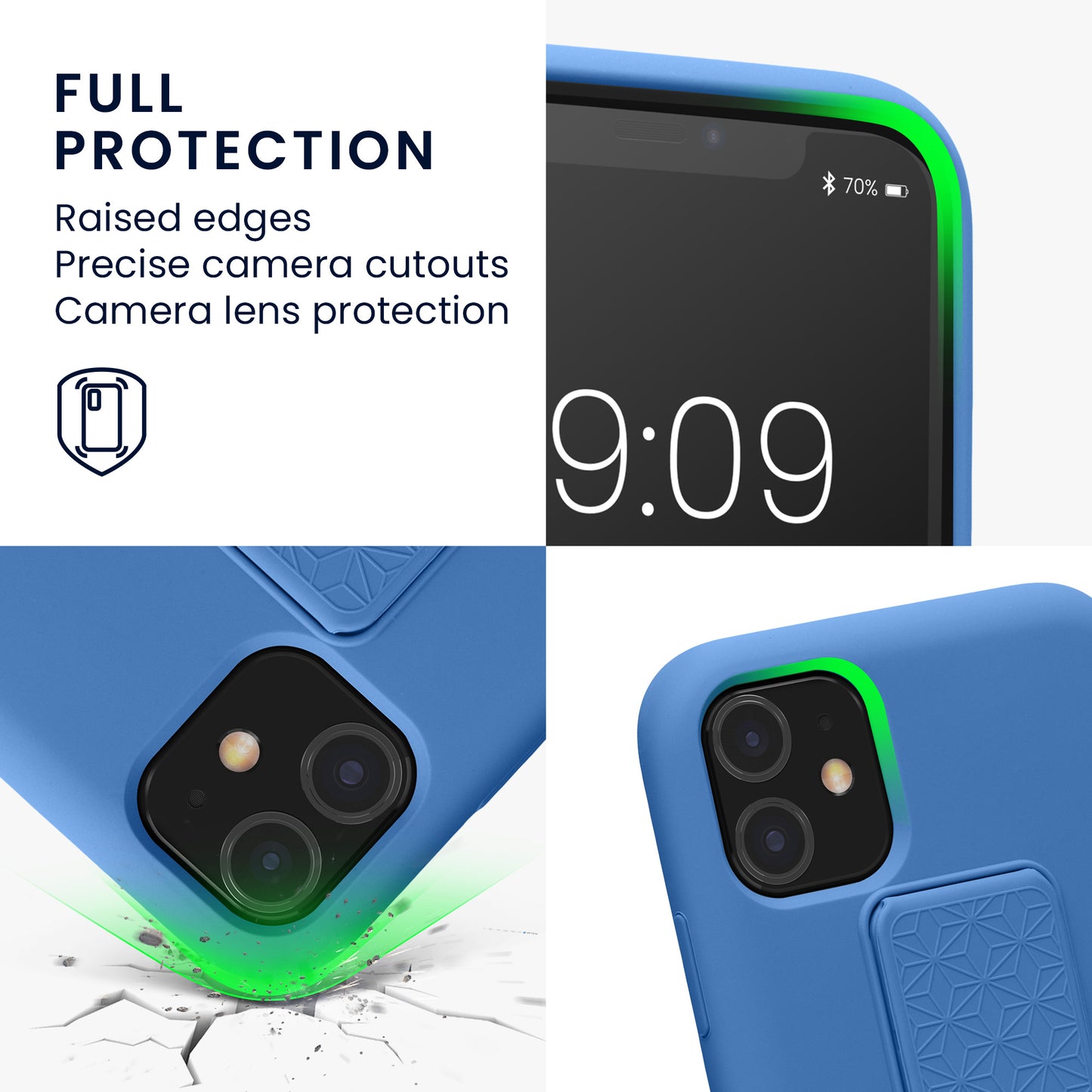 kwmobile Cell Phone Case for Apple iPhone 11 with Finger Holder and Stand Protective Cover