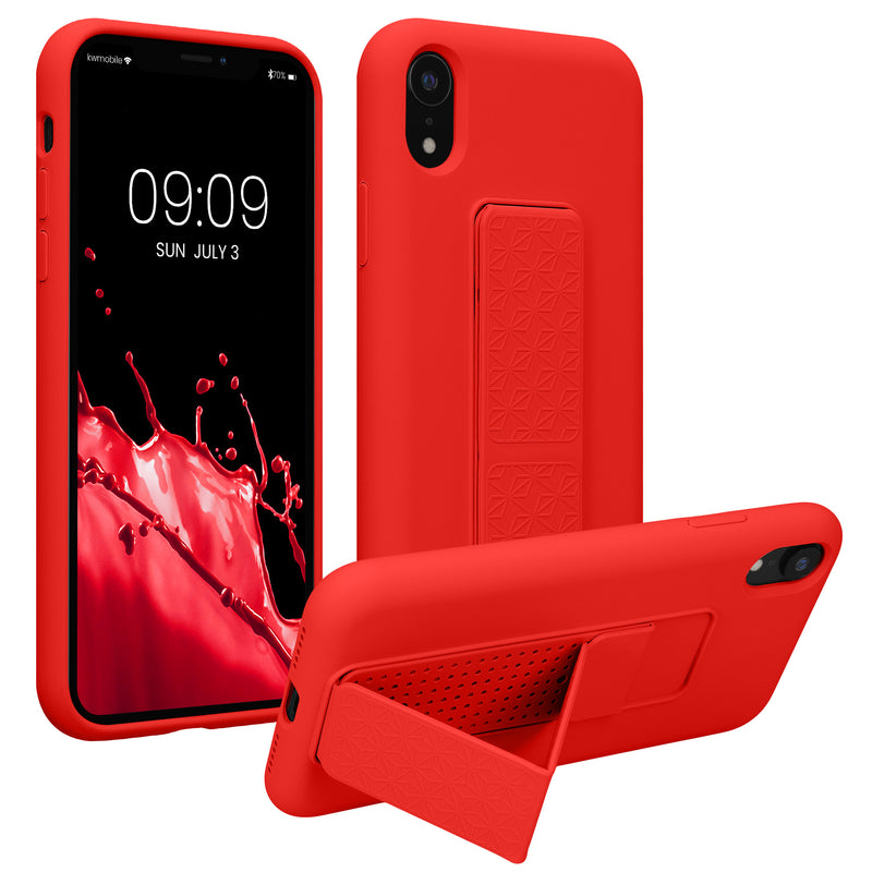 kwmobile Cell Phone Case for Apple iPhone XR Case with Finger Holder and Stand Protective Cover