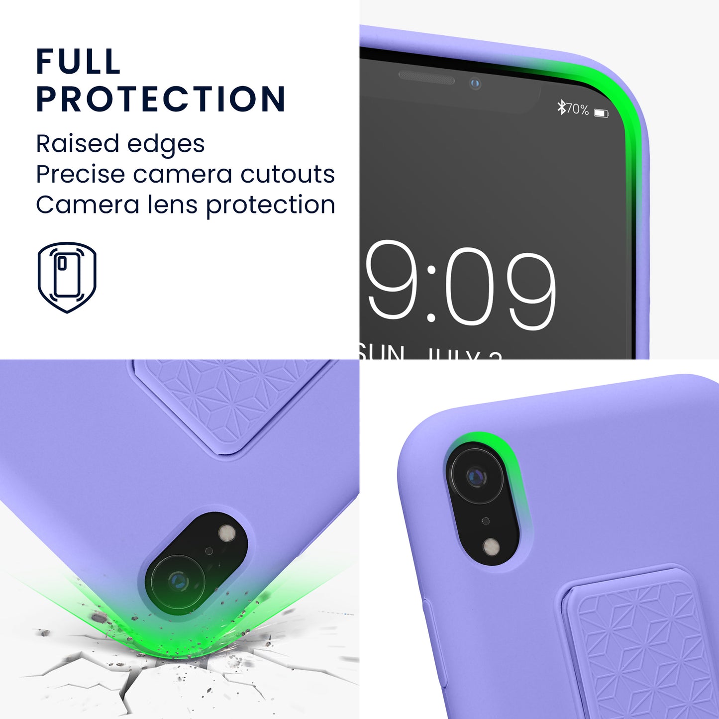 kwmobile Cell Phone Case for Apple iPhone XR Case with Finger Holder and Stand Protective Cover