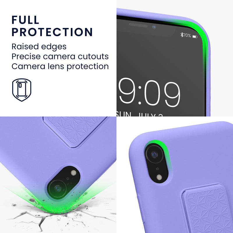 kwmobile Cell Phone Case for Apple iPhone XR Case with Finger Holder and Stand Protective Cover