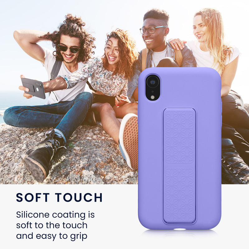 kwmobile Cell Phone Case for Apple iPhone XR Case with Finger Holder and Stand Protective Cover