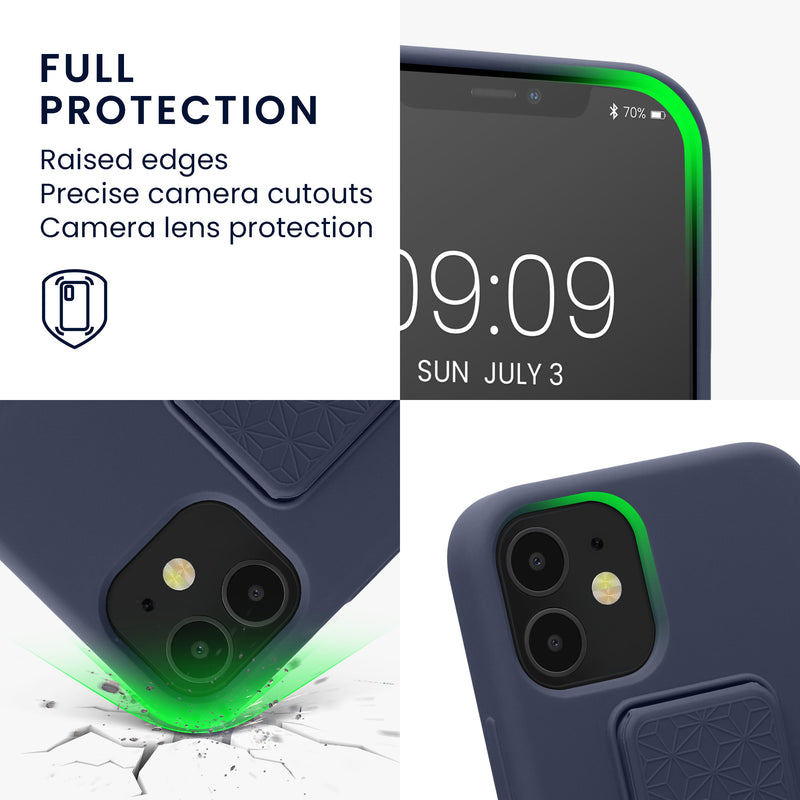 kwmobile Phone Case for Apple iPhone 12 mini Case with Finger Holder and Stand Protective Cover